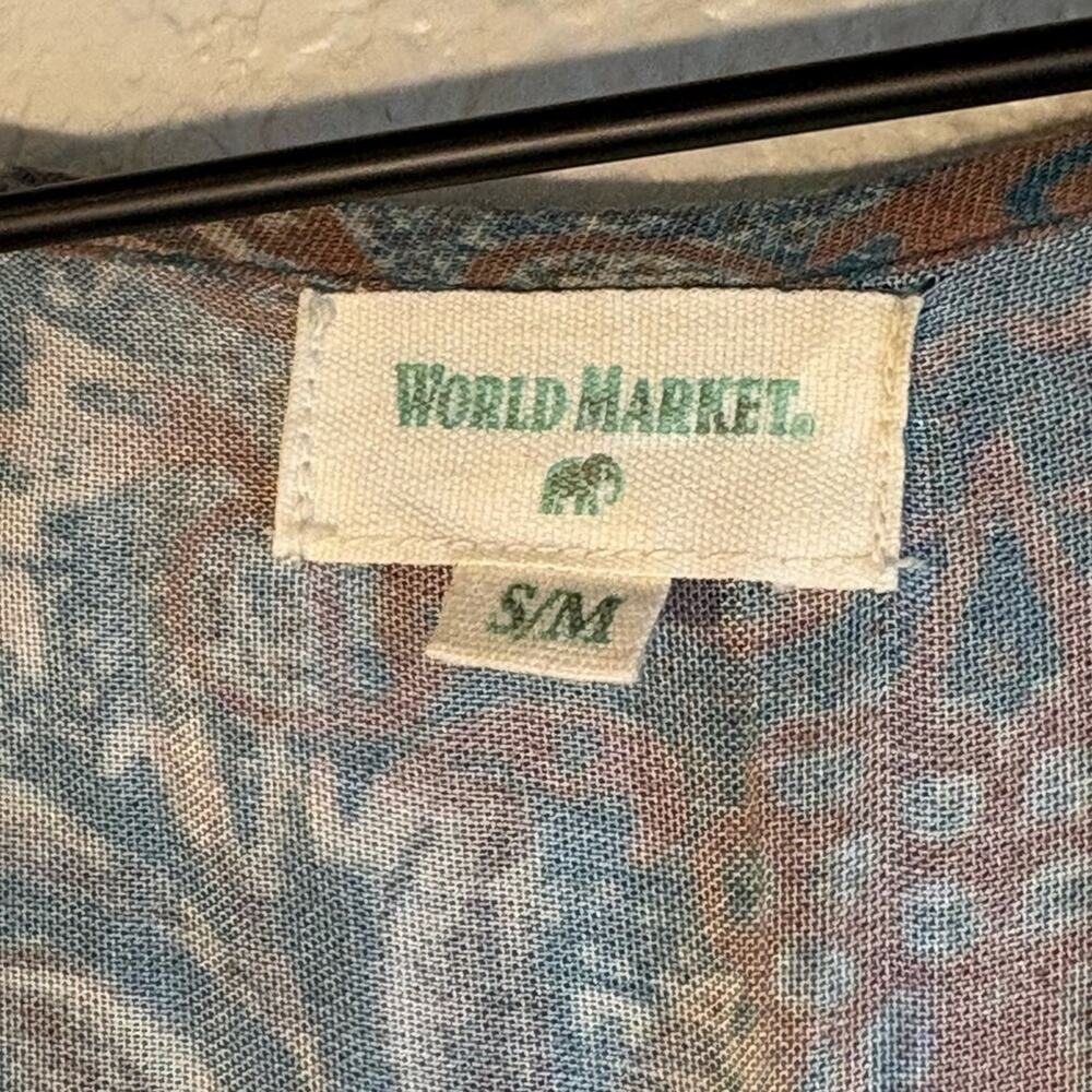 Cost Plus World Market Teal and Blush Floral Boho Maxi Dress - Picture 2 of 4